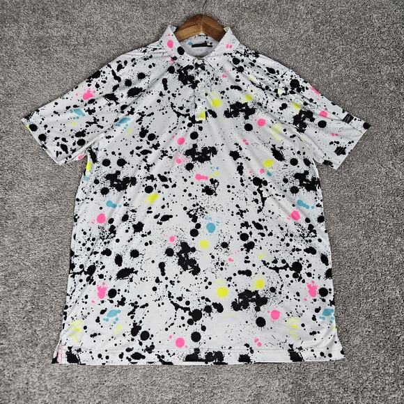 Sunday Swagger Other - Sunday Swagger Shirt Men's Large White Golf Polo Paint Splatter AOP Performance